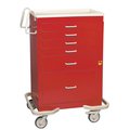 Mpd Medical 6 Drawer 30" Steel Mini Cart, Button Lock, Crash Cart Blue MPS-630-CCB